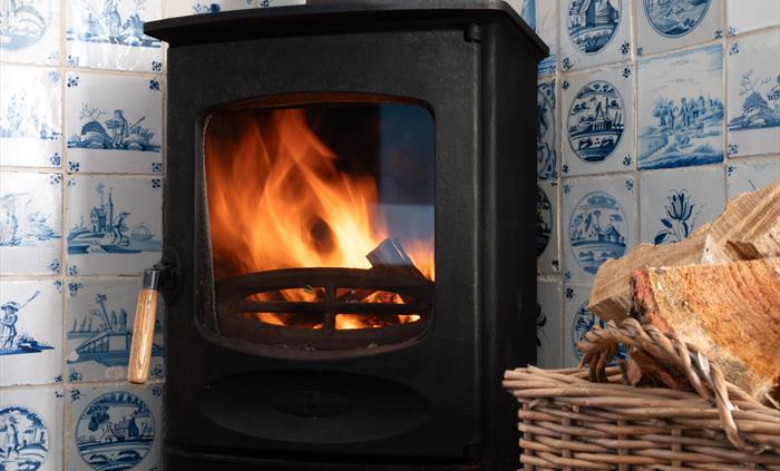 Log burning indoor stove to keep you warm and toasty.